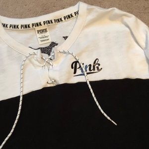 Pink Victoria’s Secret Long Sleeve Lace Up Shirt